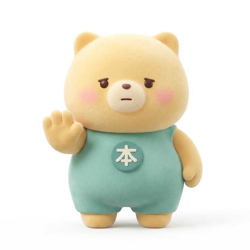 本番リリース君が手のひらを前に出して「ちょっと待って」と伝えている様子